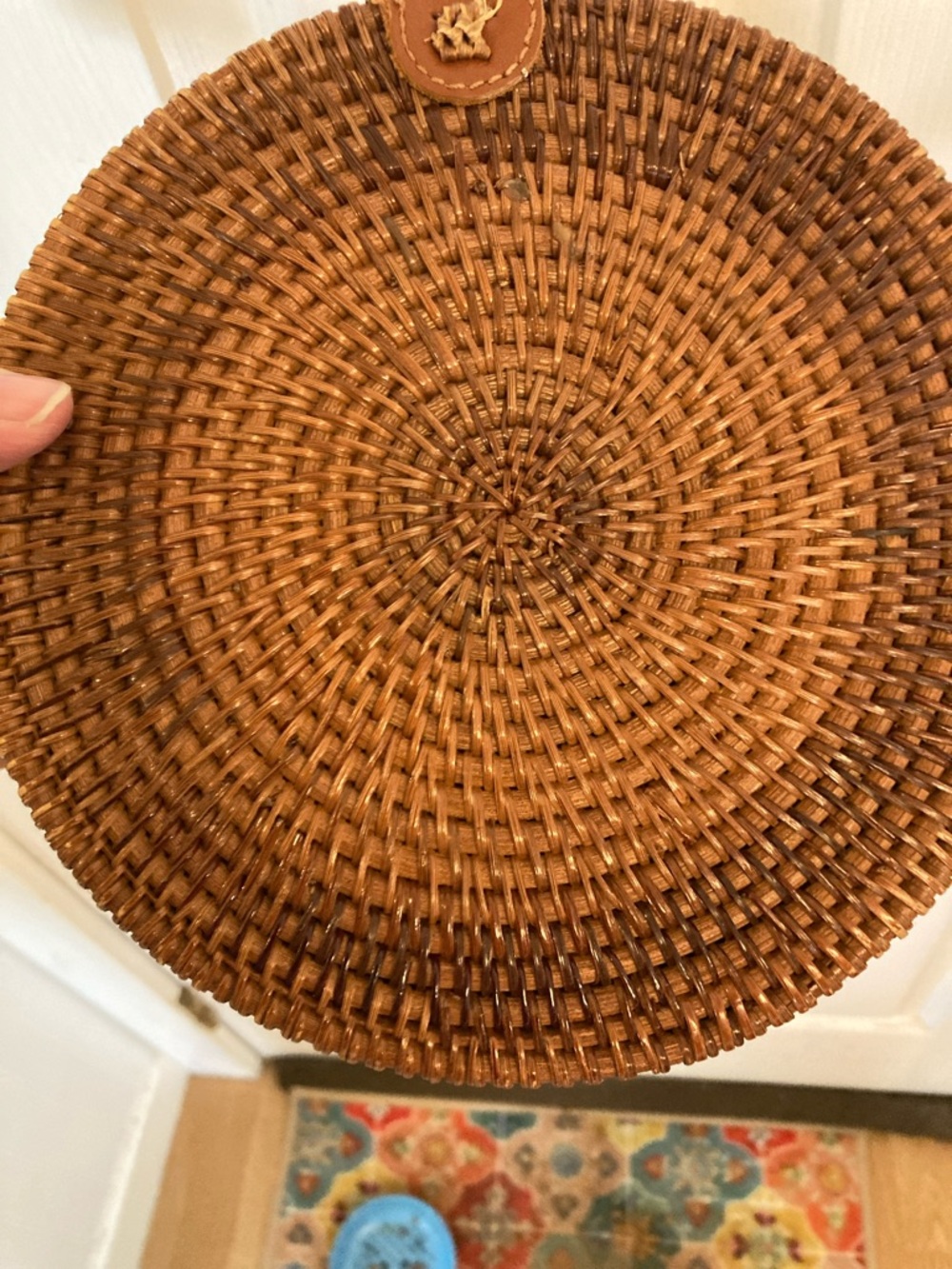 Round Woven Crossbody Bag in Brown - Picture 7 of 11
